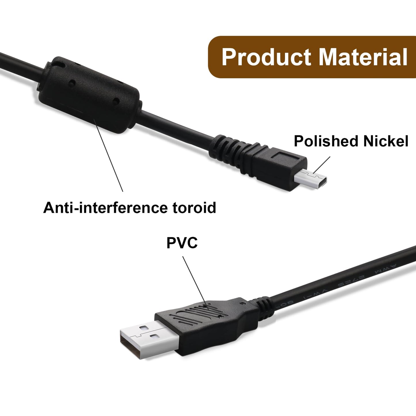 Miruchertter UC-E6 USB Cable Replacement USB Camera Transfer Data Charging Cable Cord High-Speed Photo Transfer Cord Compatibale with Nikon Coolpix