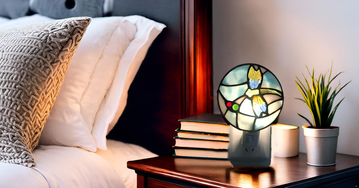 DUONAYU Stained Glass Dragonfly Night Light, Bedside Light, Suitable for Bedroom, Living Room, Children's Room, Plug into Wall