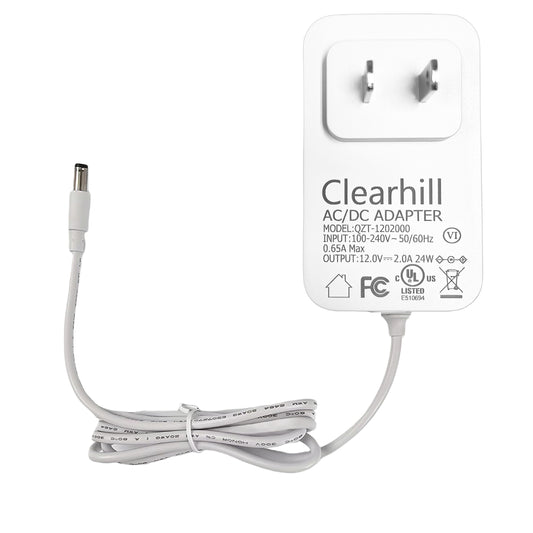 Clearhill 12V 2A 24W Power Supply Adapter,Wall-Mounted Transformer Charger Plug,Featuring DC 5.5x2.1mm Male Connectors,1.2m Cable,for LED Strip…