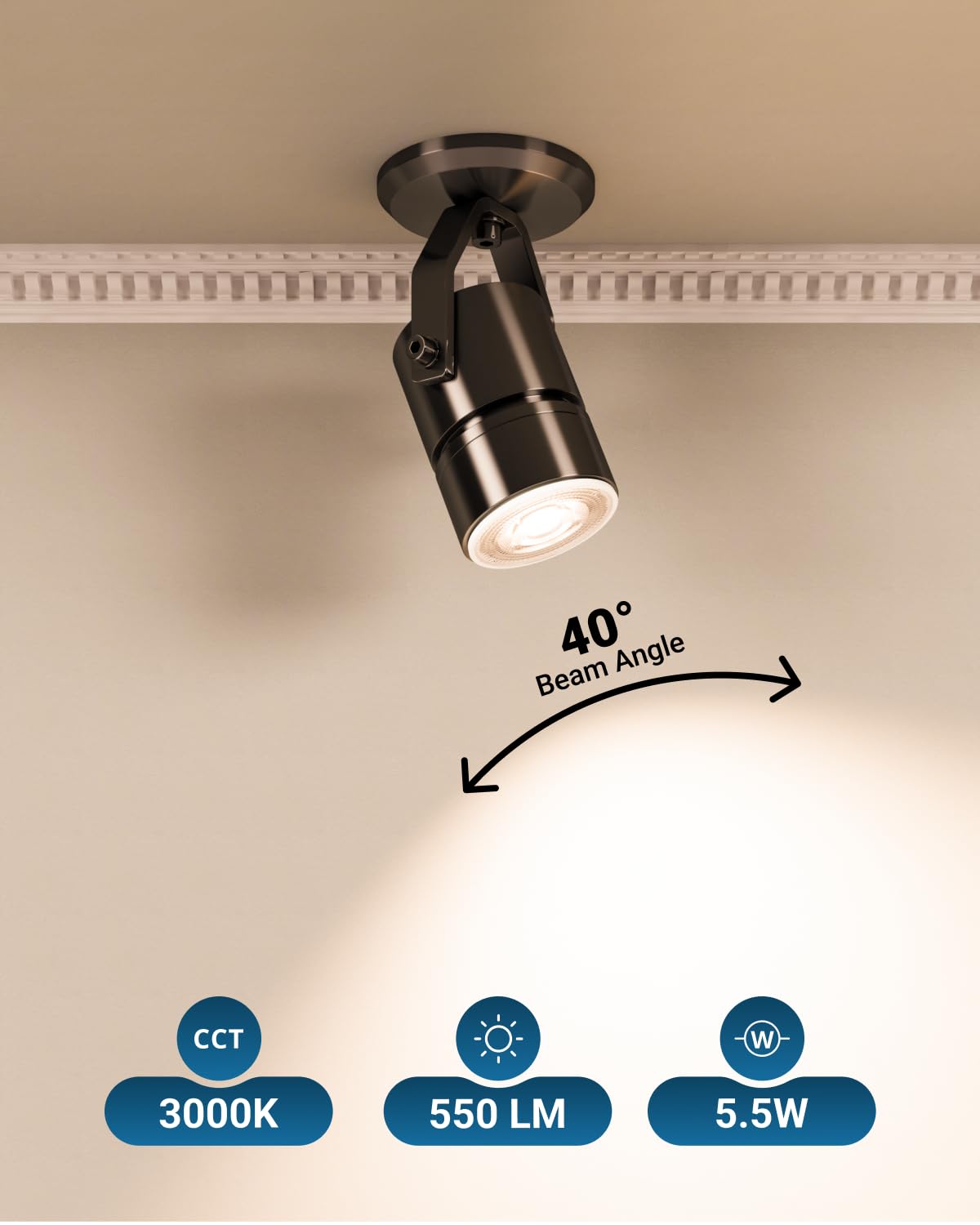 Sunco 12 Pack GU10 LED Bulb, 550LM, 3000K Warm White, 5.5W=50W Equivalent, Dimmable MR16 Bulbs for Recessed, Track Lighting, Spot Lights, Range Hood