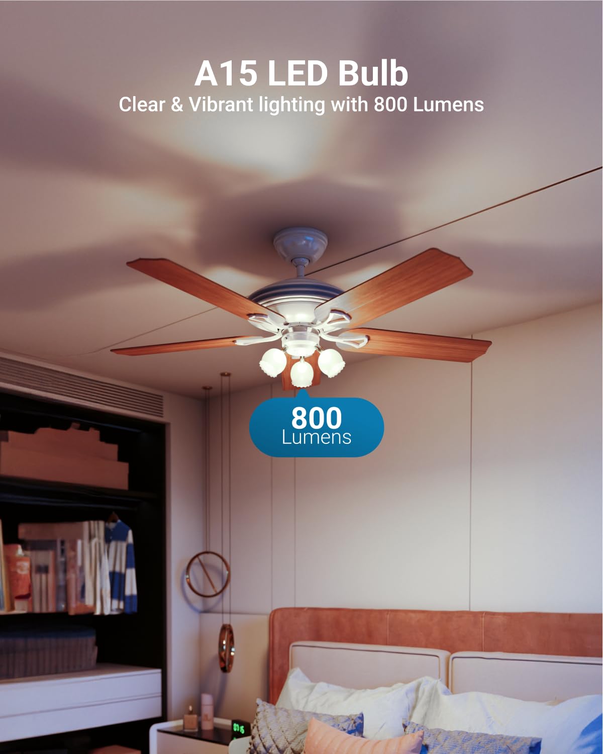 Sunco 50 Pack A15 LED Light Bulb, E26, 8W=60W, 4000K Cool White, Dimmable