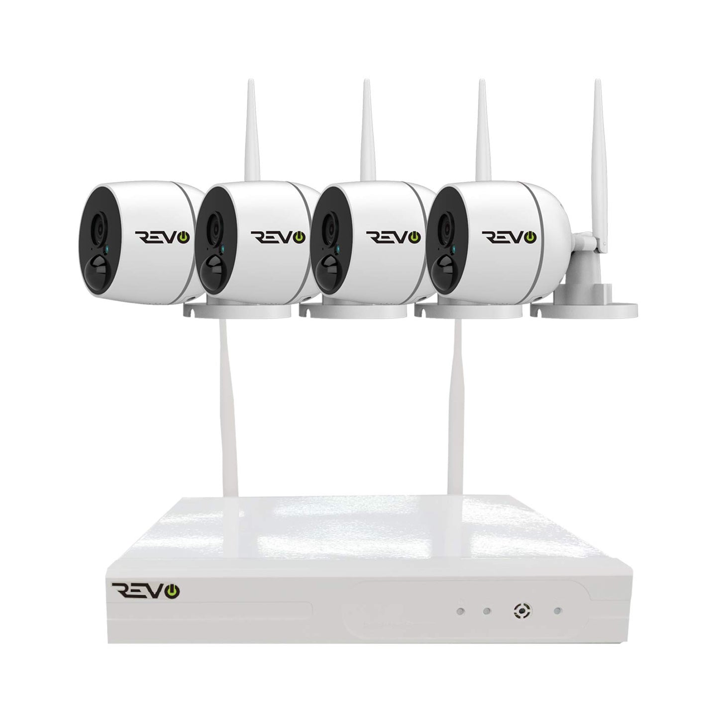 REVO America Wireless 4CH. Security System - 1TB Full-HD Wi-Fi NVR, 4 x 1080P Audio Capable Indoor/Outdoor Bullet Cameras with Built-in Pir - Remote