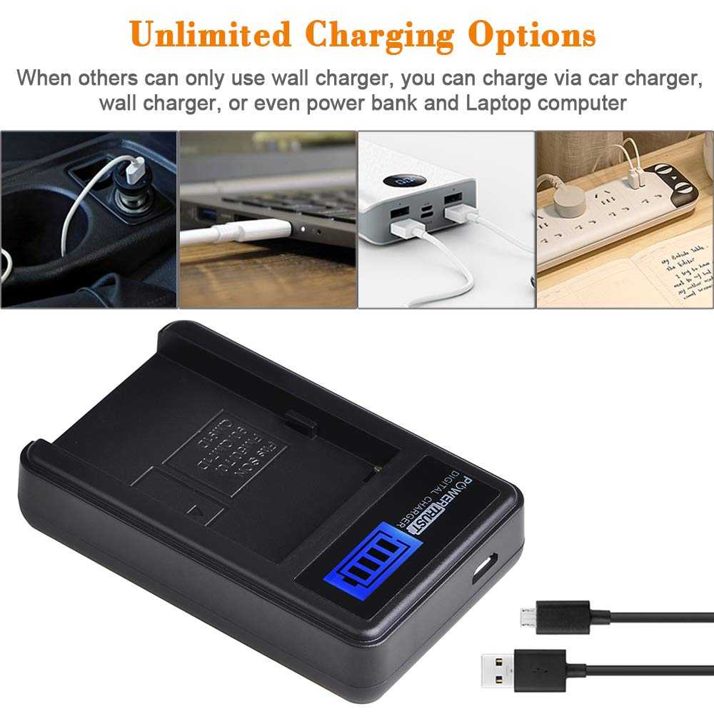 PowerTrust 1Pack 5400mAh NP-QM91D QM91D Battery and LCD USB Charger for Sony NP-QM71D NPQM91D NP-FM50 NP-QM71 NP-FM70 NP-FM90 CCD-TRV328 338