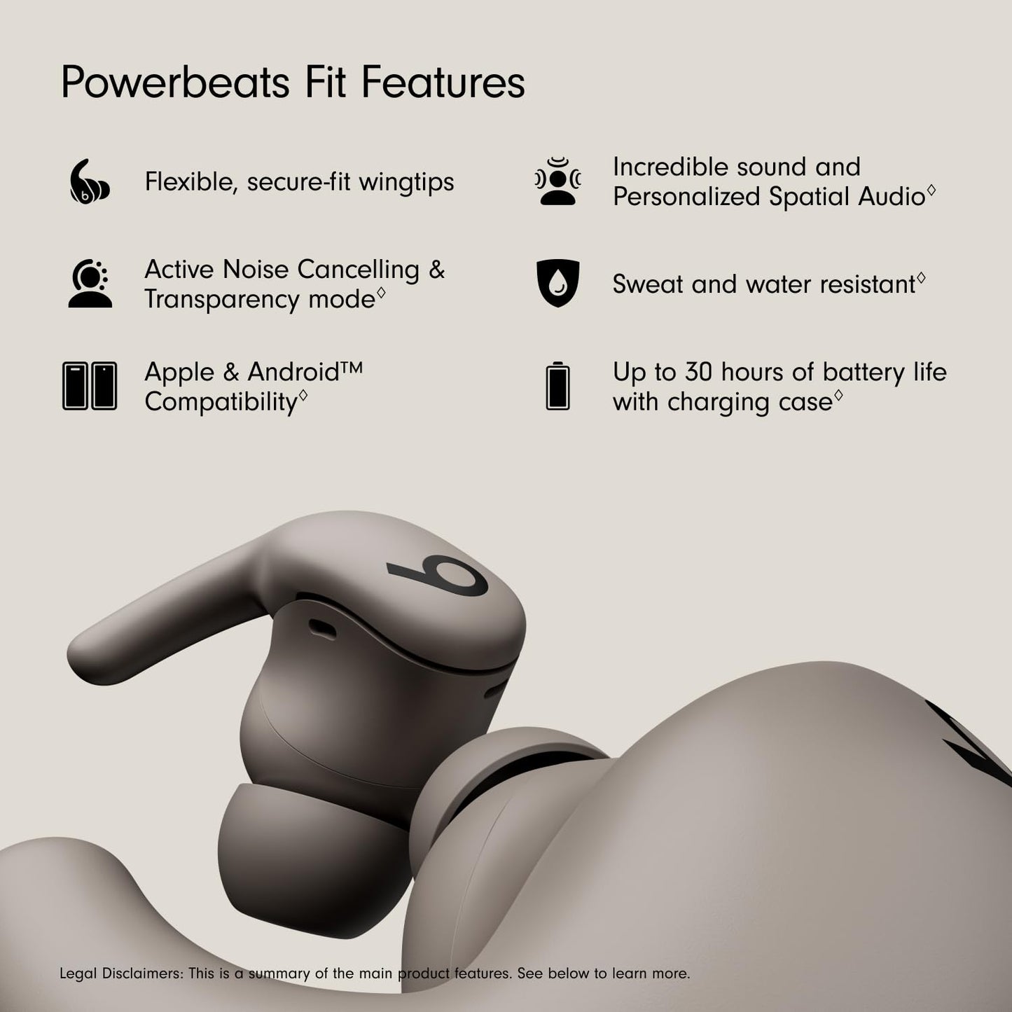 Beats Powerbeats Fit - Wireless Noise Cancelling Workout Earbuds with Secure-Fit Wingtips, Up to 30-Hour Battery Life, Sweat & Water Resistant, Apple