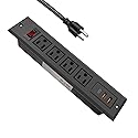 Recessed Power Strip with Type C 20W PD Fast Charge Desk Power Outlet 4 Outlets 2 USB and 1 USB C Built in Furniture Extension Power Plug for Dorm