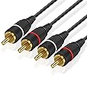 TNP RCA Cable 50ft - Gold Plated 2 RCA Male to Male HiFi Stereo Cable - Red White Audio Cord Dual Shielded for Amplifier, Car Audio, Home Theater