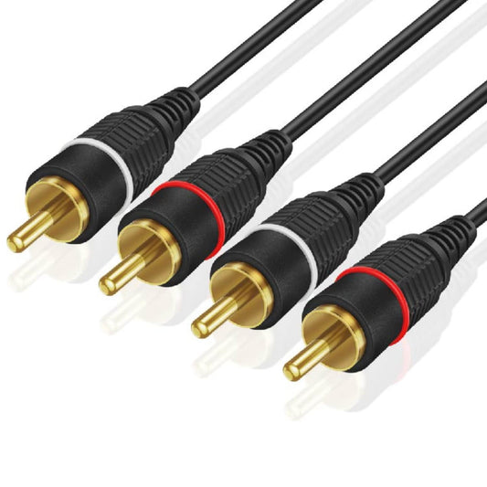 TNP RCA Cable 50ft - Gold Plated 2 RCA Male to Male HiFi Stereo Cable - Red White Audio Cord Dual Shielded for Amplifier, Car Audio, Home Theater