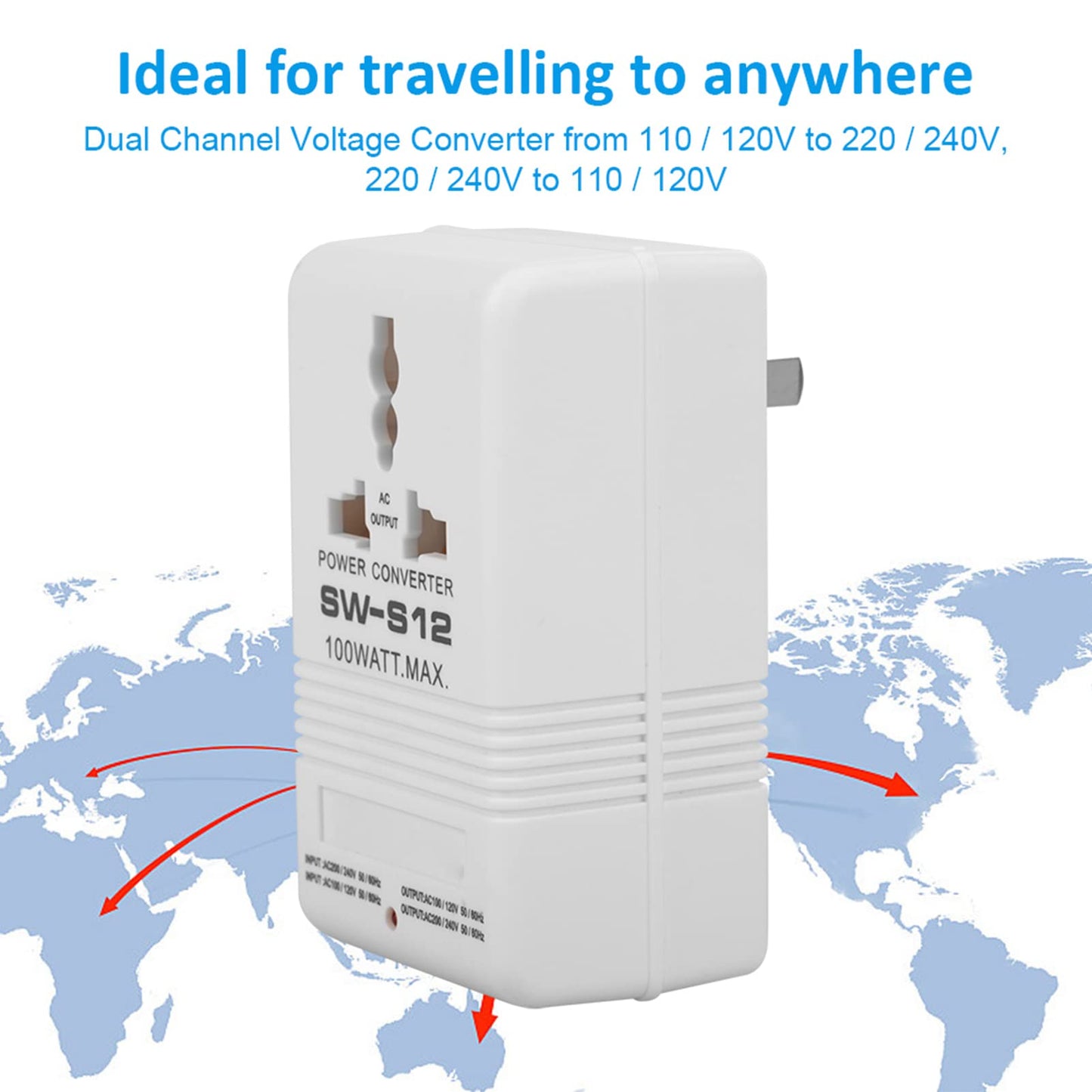 Chazcool 110V/120V to 220V/240V Converter, 50W Dual Channel Transformer Plugs 220V/240V to 110V/120V, Step up/Down Travel Adapter CN Standard Plug…