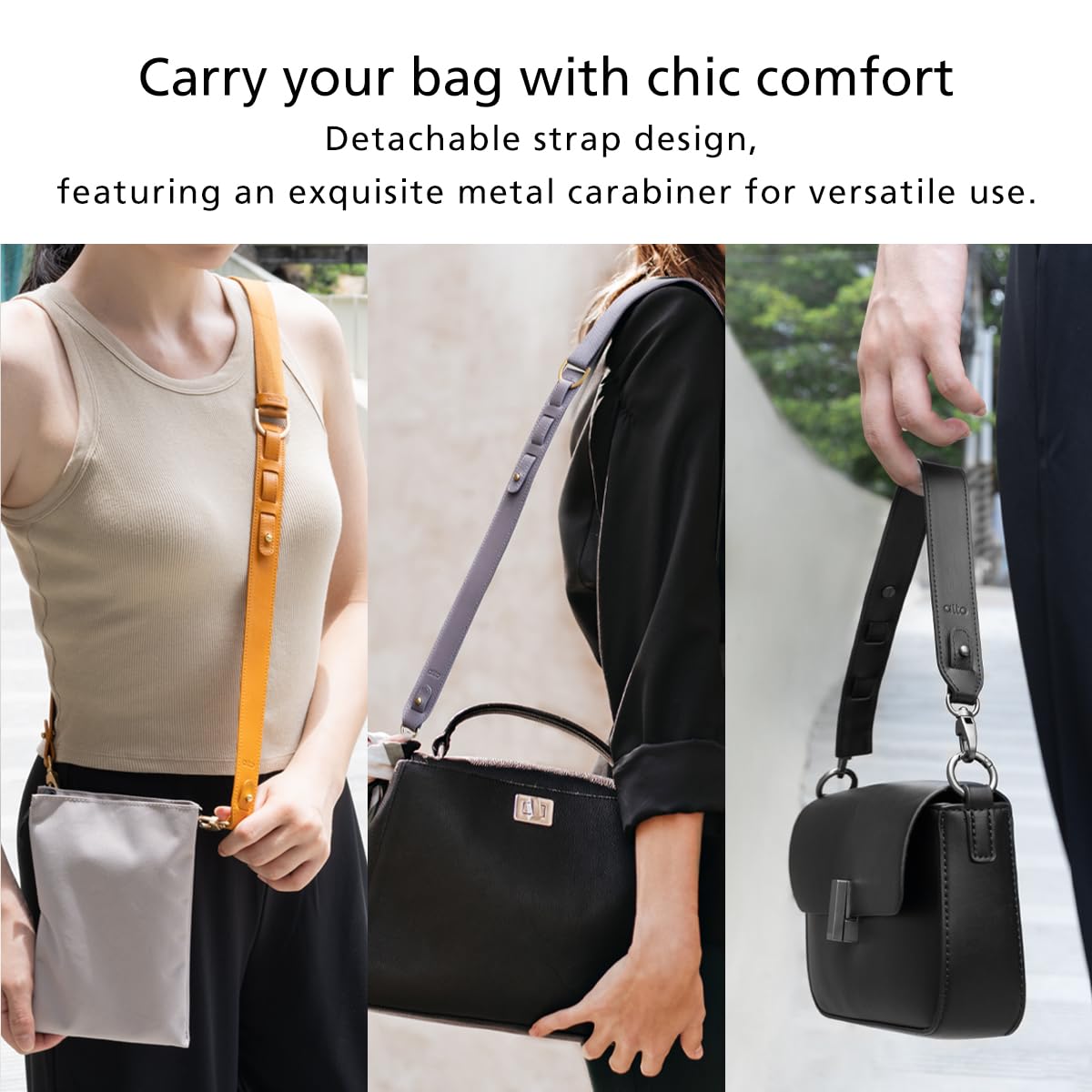 alto Multi-Functional Leather Harness, Crossbody Lanyard Strap for iPhone, Andorid Phone, Camera, and Bag (Raven Black)