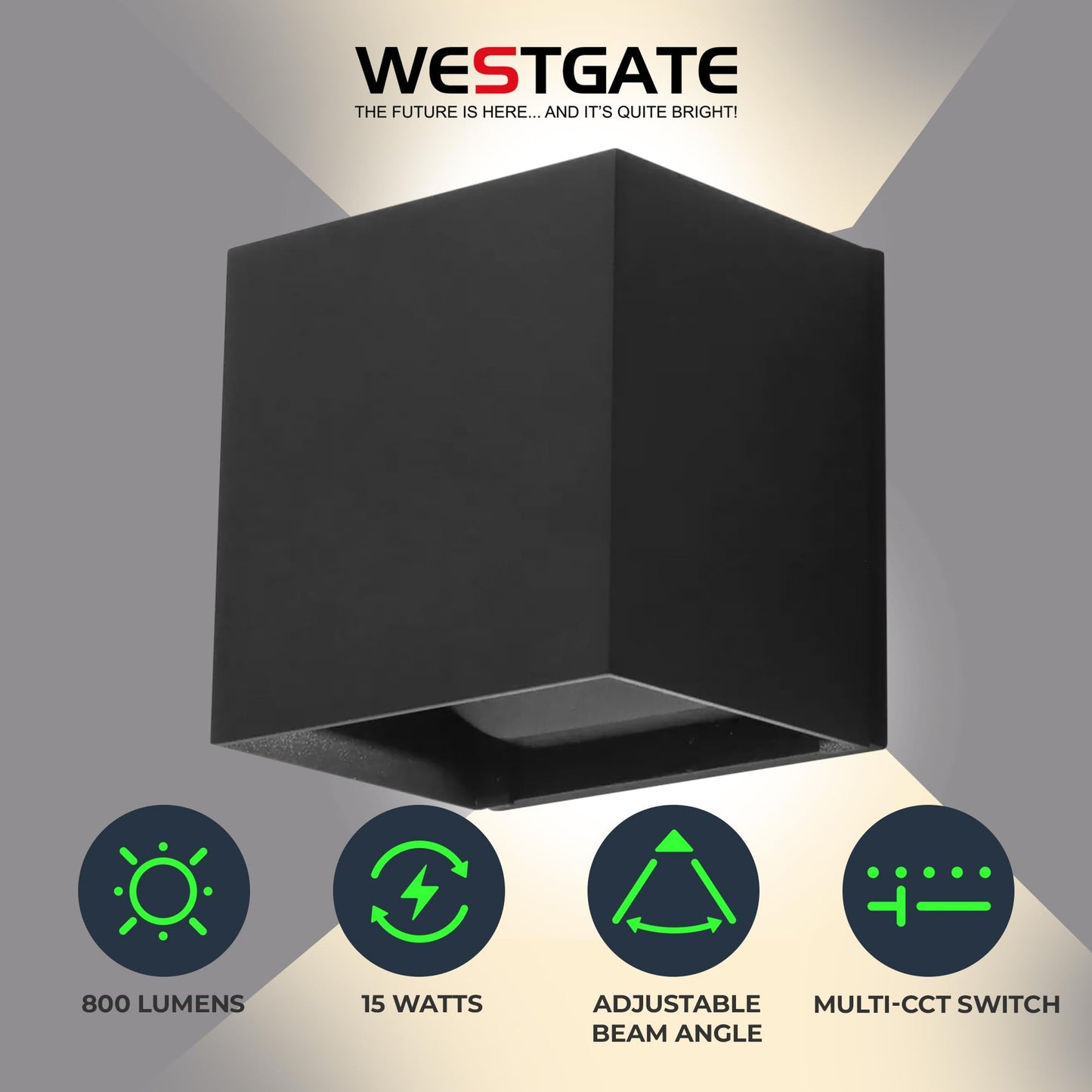 Modern Wall Light Cube - 15W Wall Cube with 70,000 Hour Lifespan - 2700K/3000K/3500K/4000K/5000K Color Changing Options in Aluminum Housing