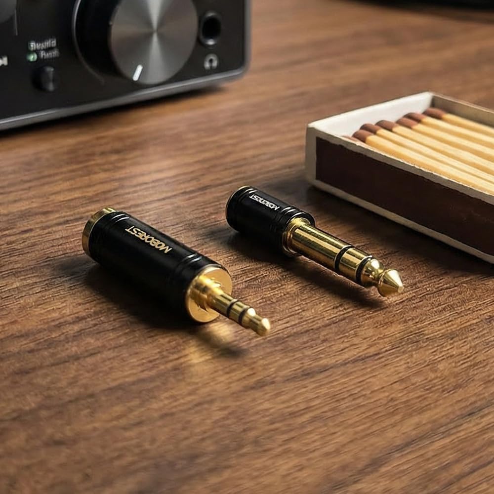 MOBOREST 3.5mm to 1/4 (6.35mm) Stereo Pure Copper Adapter, 1/8 Inch to 1/4 Inch Stereo Adapter, Can be Used Conversion Headphone adapte, amp adapte