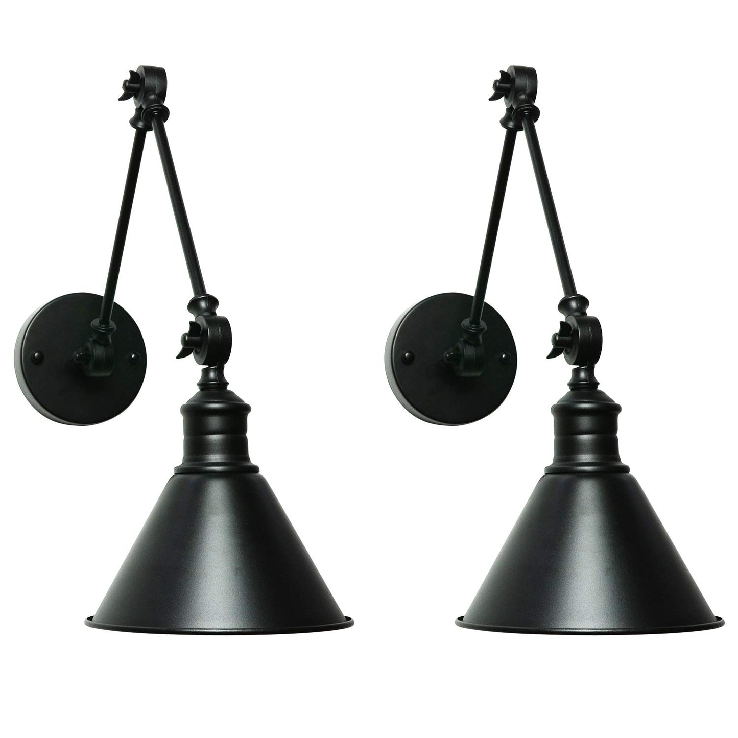 LZoahi SEDA Frosted Vintage Industrial Wall Lamp Black Adjustable Wall Mount Light Sconces Farmhouse Style for Bedroom Headboard Living Room Bathroom