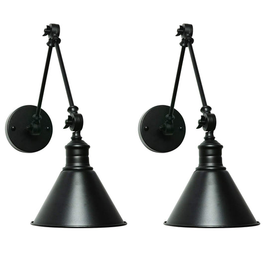 LZoahi SEDA Frosted Vintage Industrial Wall Lamp Black Adjustable Wall Mount Light Sconces Farmhouse Style for Bedroom Headboard Living Room Bathroom