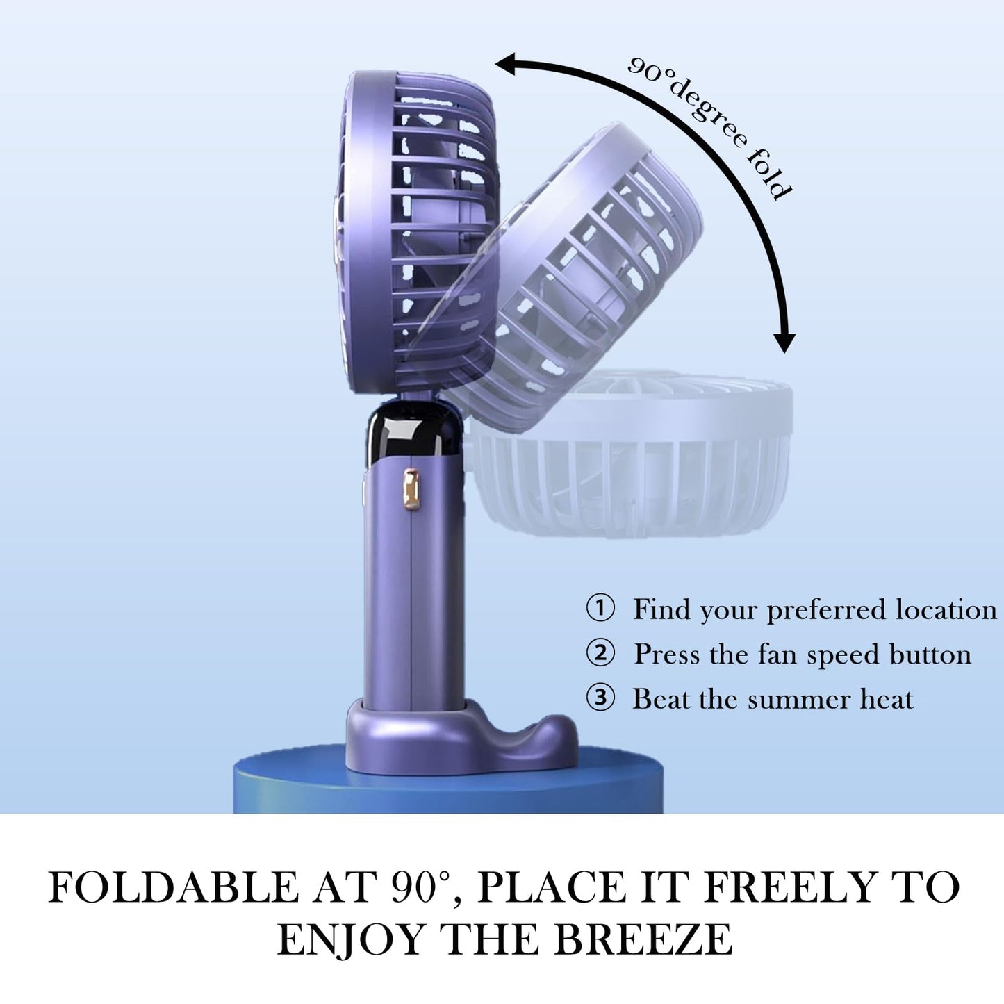 LXSMPWY Handheld Mini Fan 1200mAh 5 Speed with Digital Display - Purple