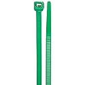 Morris Products 20634 Colored Nylon Cable Ties, Green, 11" Length, 0.187" Width, 50lbs Tensile Strength, 3.19" Max Bundle Diameter (Pack of 100)