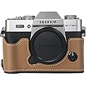 X-T30 Case, BMAOLLONGB Handmade PU Carbon Fibre Leather Half Camera Case Bag Cover Bottom Opening Version for Fujifilm X-T30 XT30 with Hand Strap