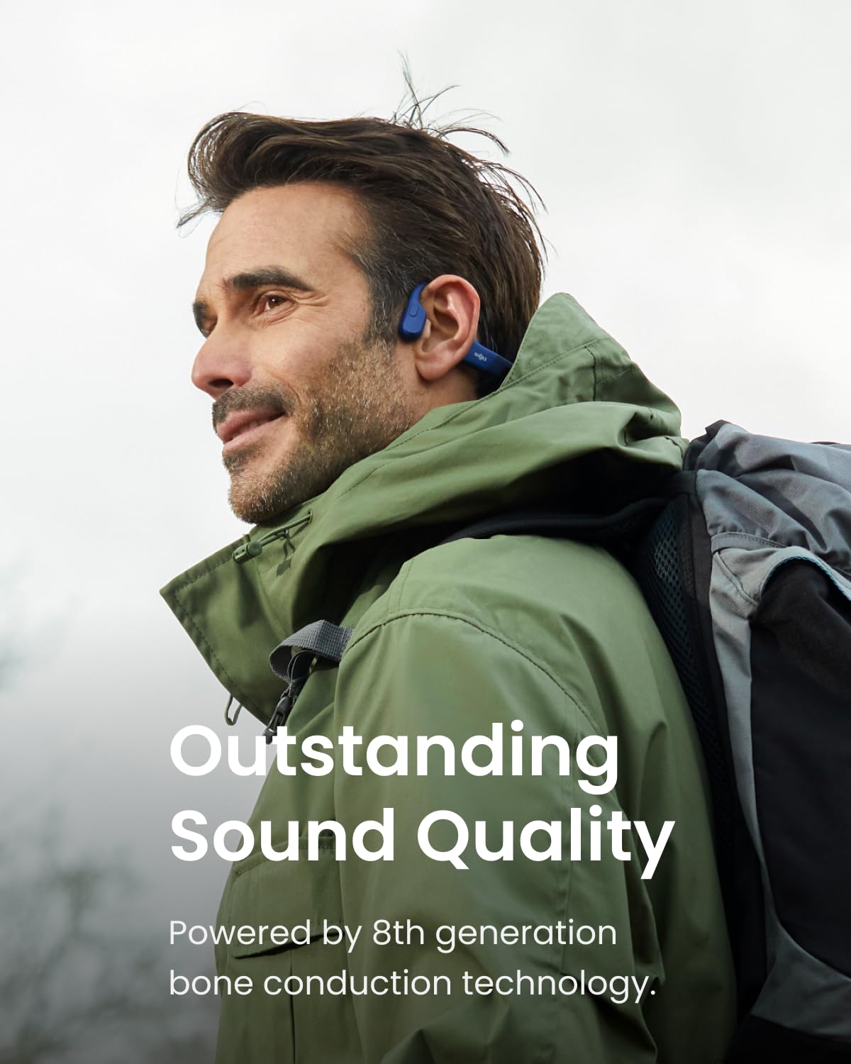 SHOKZ OpenRun Mini Bone Conduction Open-Ear Bluetooth Headphones, Blue