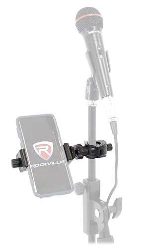 Rockville IPS55 Smartphone Mount w/360 Degree Swivel, Fits Devices up to 4.1", Secure Dual Knob Grip, Tool-Free Install, for Mic Stands and Content