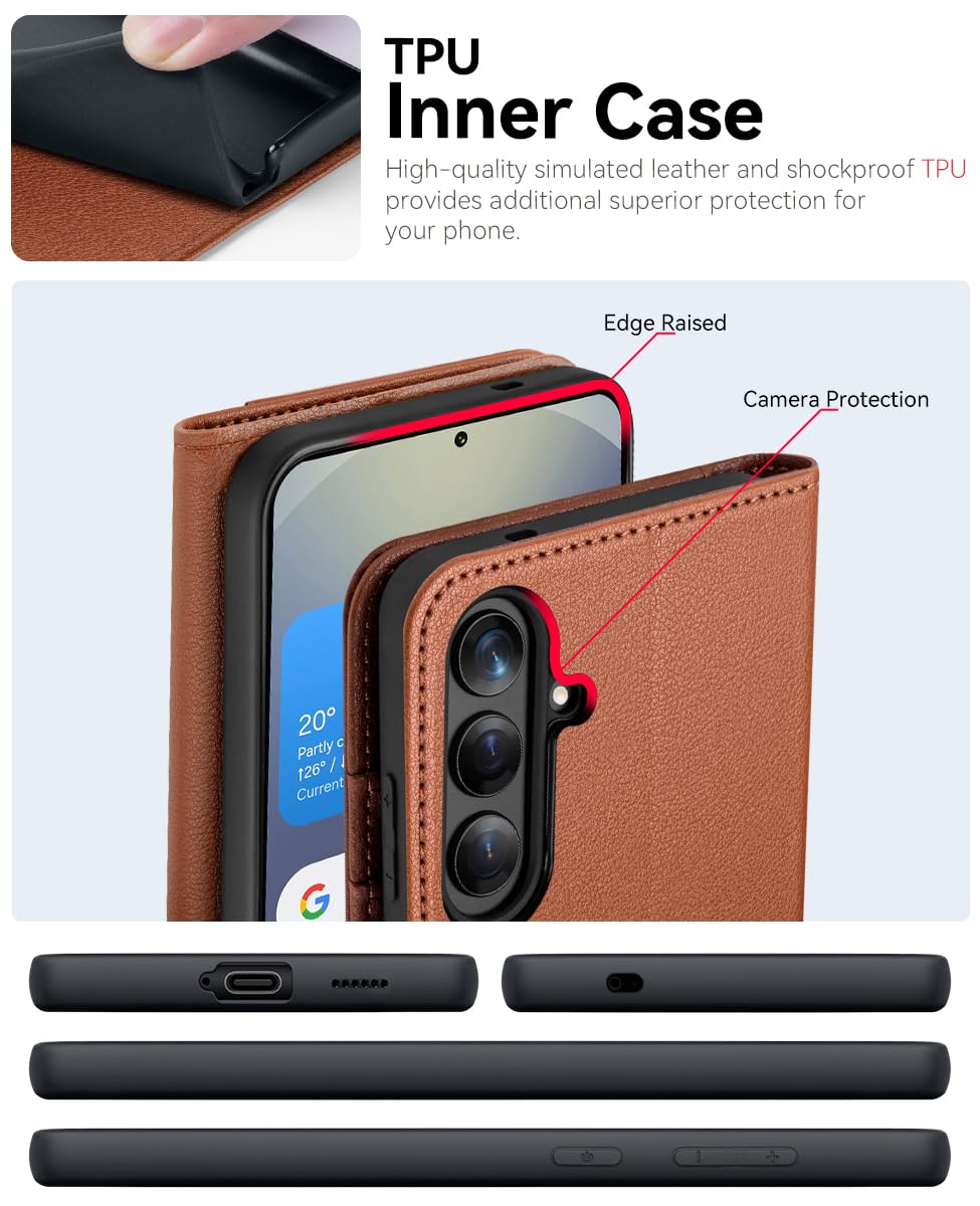 OCASE Compatible with Samsung Galaxy S26 Wallet Case, PU Leather Flip Folio Case with Card Holders RFID Blocking Kickstand [Shockproof TPU Inner