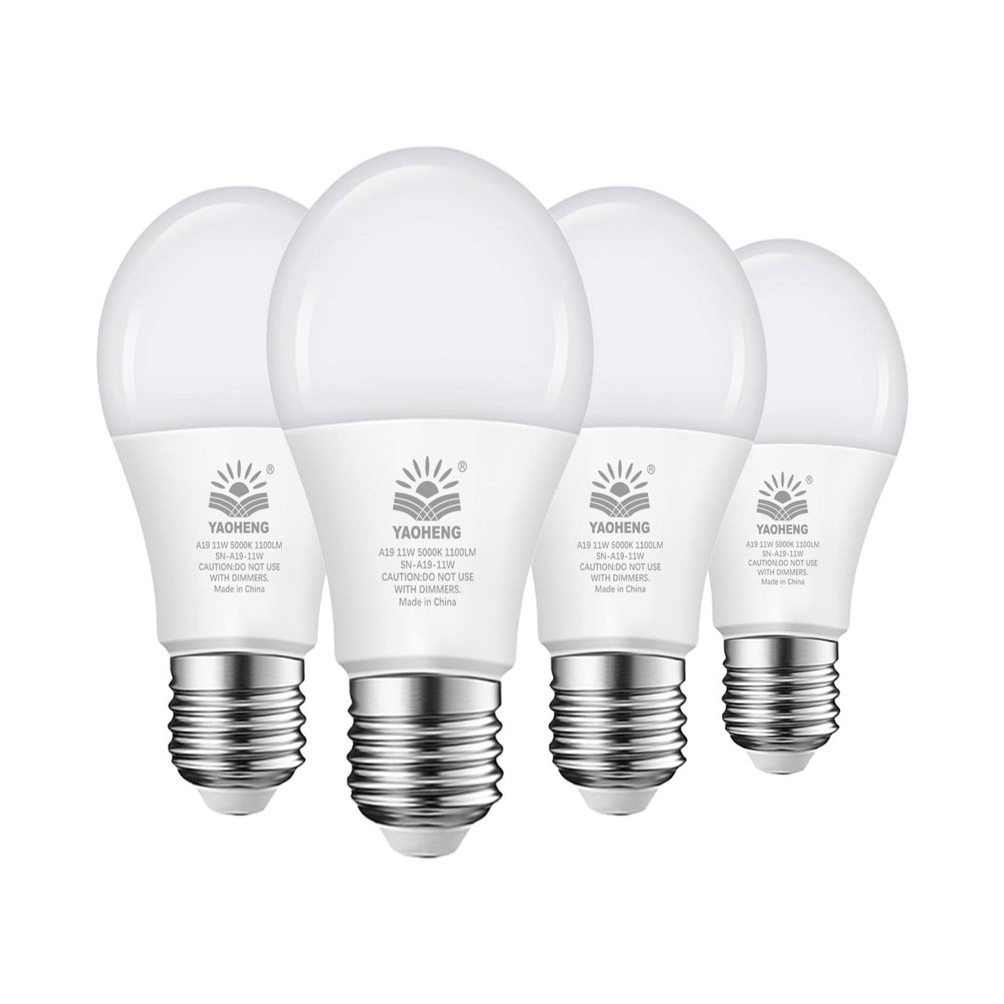 YAOHENG A19 LED Light Bulb 75 Watt Equivalent, 11 Watt Light Bulbs, 5000K Daylight, 1100 Lumens, Non-Dimmable, E26 Base Lightbulbs, Standard LED Bulbs
