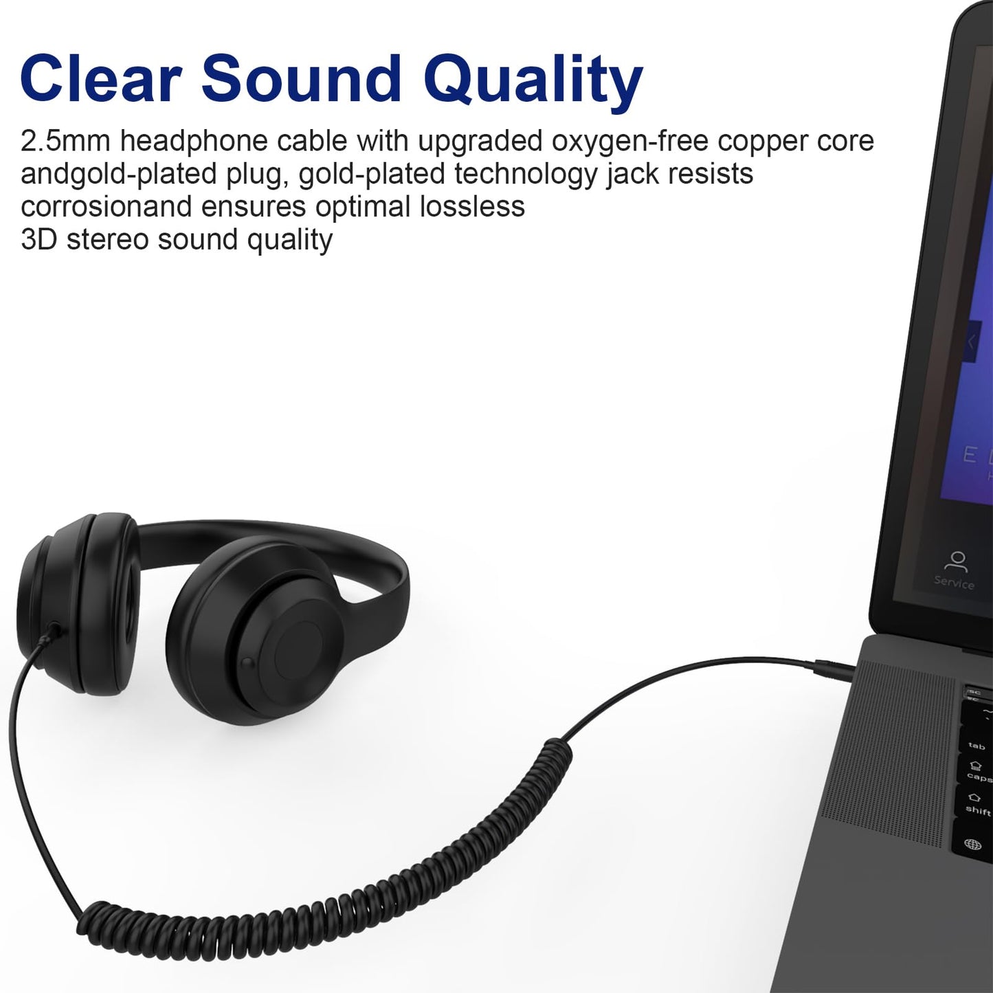 QC45 Coiled Audio Cable Compatible with Bose QuietComfort, QuietComfort Ultra, QC45, QC35, QC35 II, QC25, NC700, OE2, Soundlink, SoundTrue…