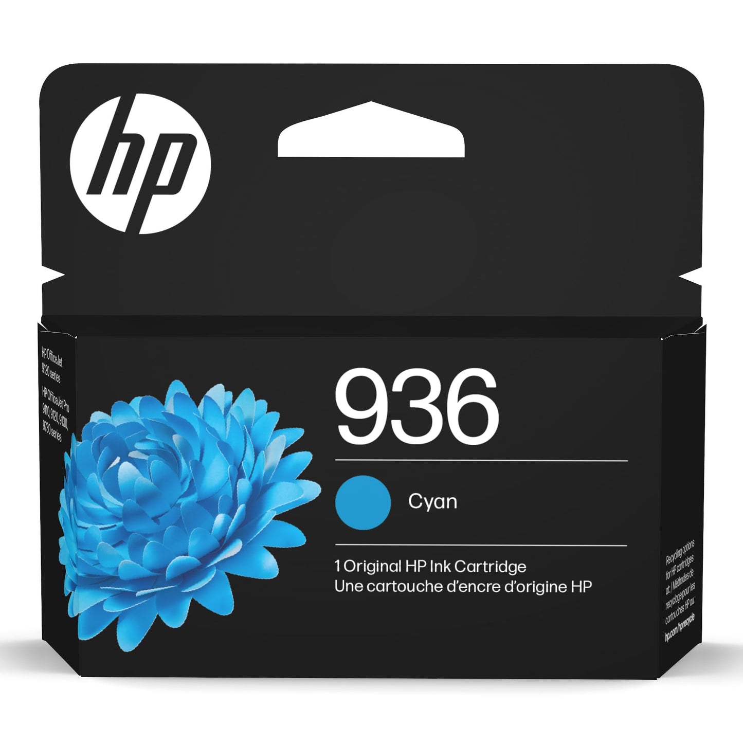 HP 936 Cyan Ink Cartridge | Works with OfficeJet 9120, Pro 9110, 9120, 9130, Wide Format 9730 Series | Eligible for Instant Ink | 4S6U9LN | Packaging
