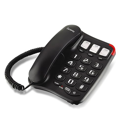 Excelltel Landline Phones for Seniors, Corded Big Button Phone with Photo Speed Dial, Volume Control, Speakerphone, Flash Alert, Easy-to-Use Desk