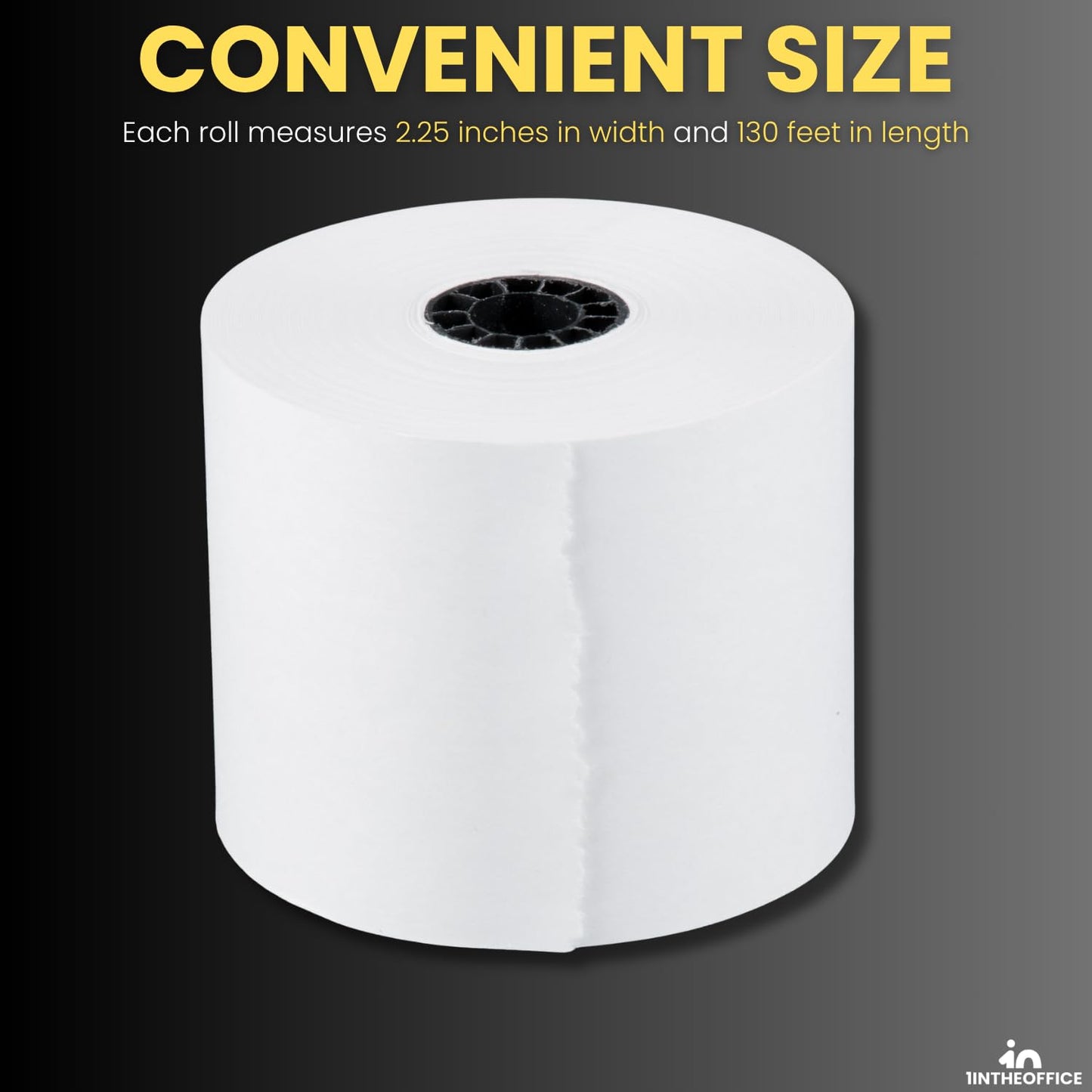 1InTheOffice Adding Machine, Register, and Calculator Rolls 2 1/4" x 130' 1-Ply, 12/Pack (130')