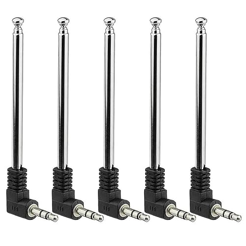 hrsyyl 5pcs Telescopic FM Antenna 3.5mm Male FM Radio Antenna Compatible with Portable Radio Indoor Stereo Receiver AV Audio Video Home Theater