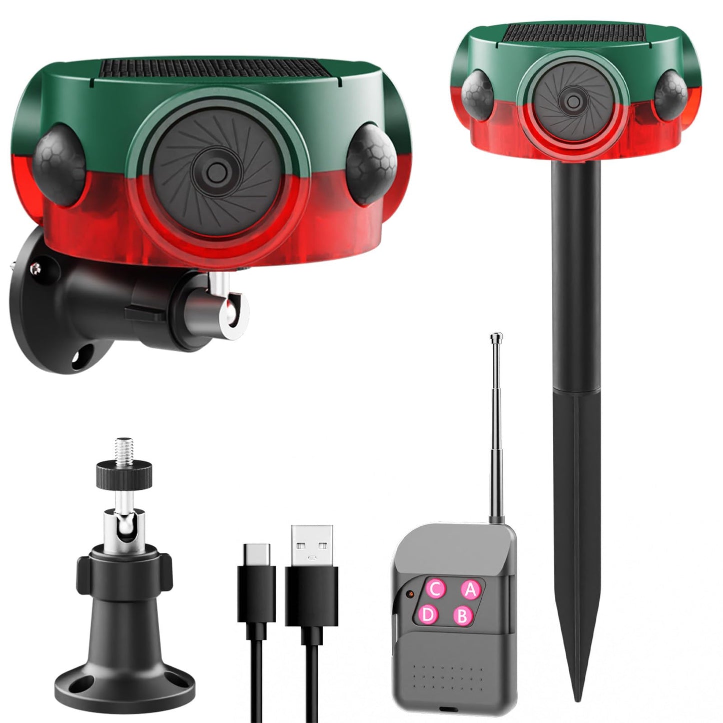 Solar Outdoor Motion Sensor Alarm - 360° Detection & 3x120dB Speakers, 3 Sensors, Universal Mount & Ground Stake, IP65 Waterproof Security Alarm