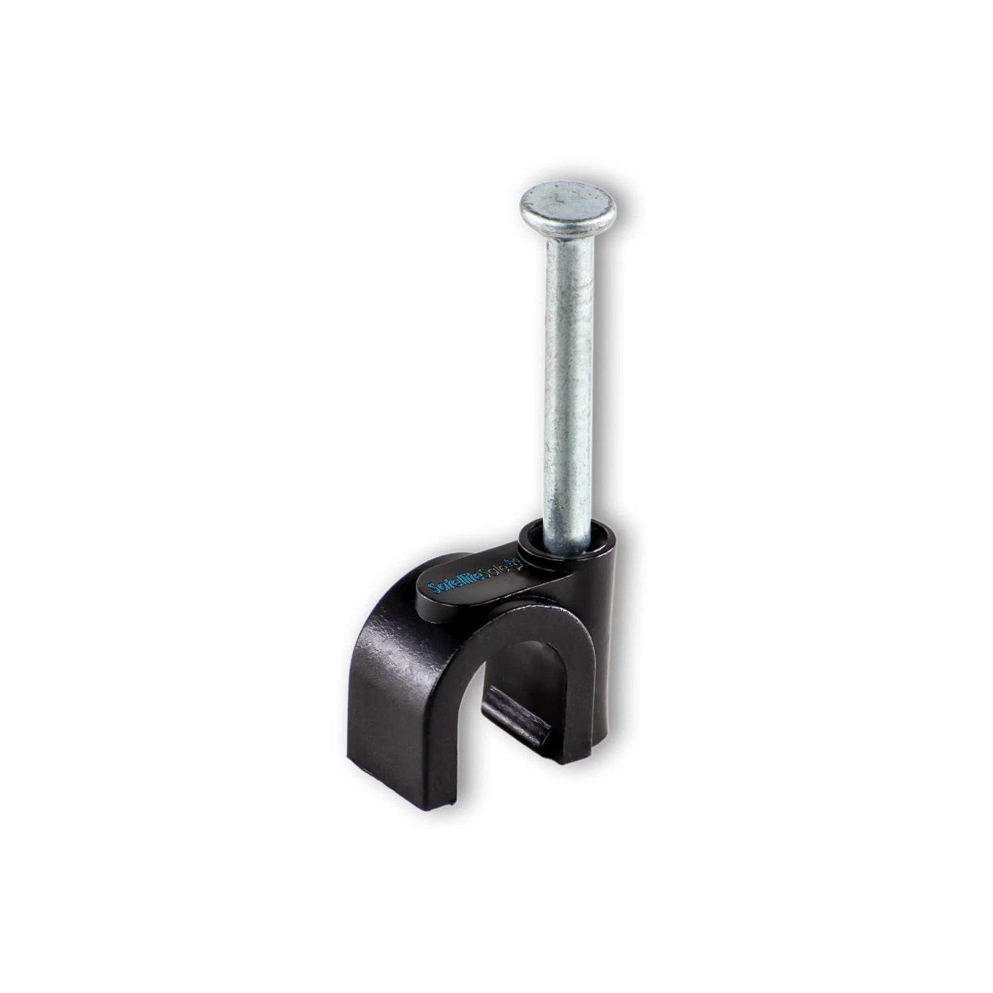 SatelliteSale Single Nail Black Round Clips for Ethernet Coaxial Telephone Cable TV Wire Cable Management 100 Pcs