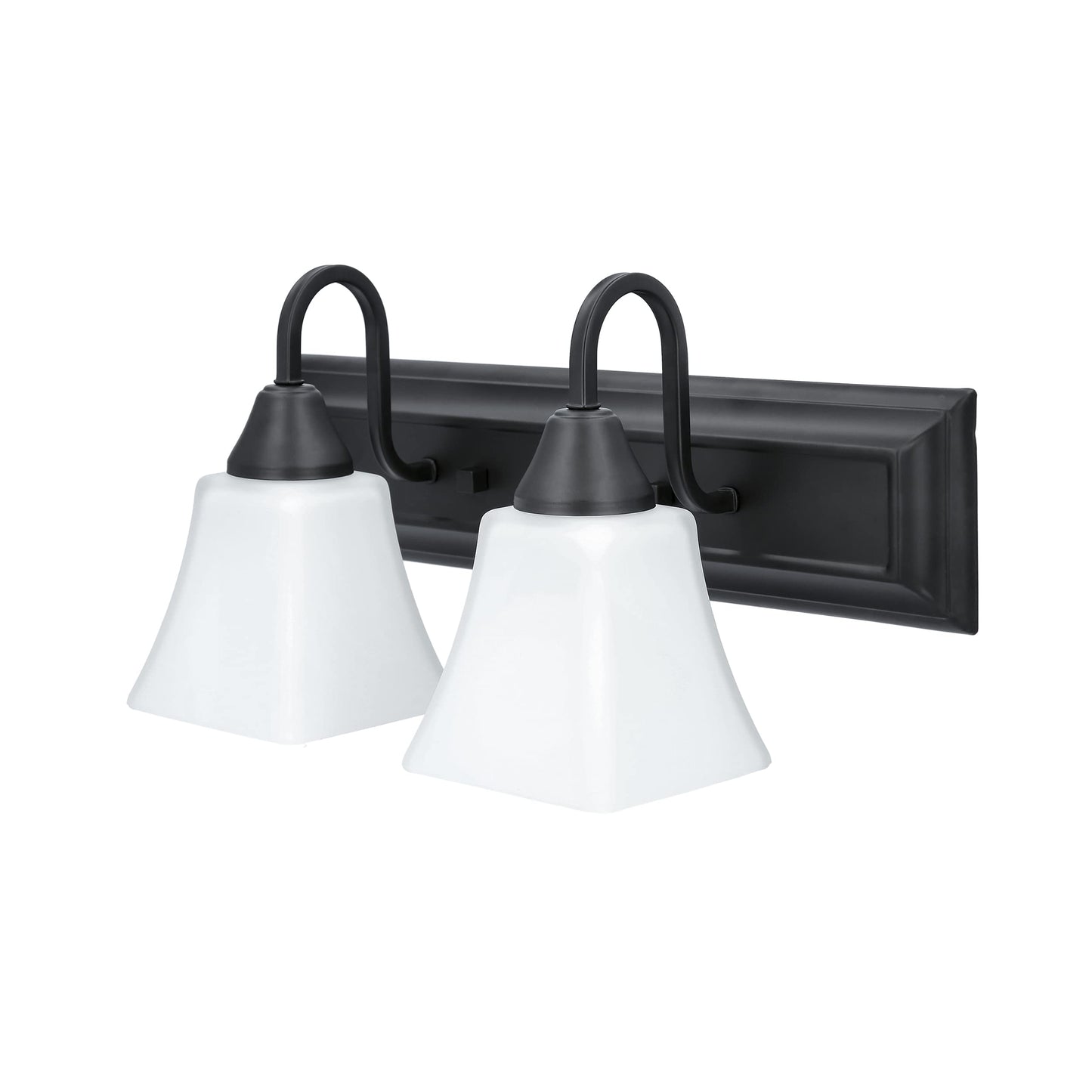 Luminance Square Lexington Vanity Light Wall Sconce | Black and White Bathroom Decor Fixture for Over Sink and Above Mirror | Mount as Uplighting or