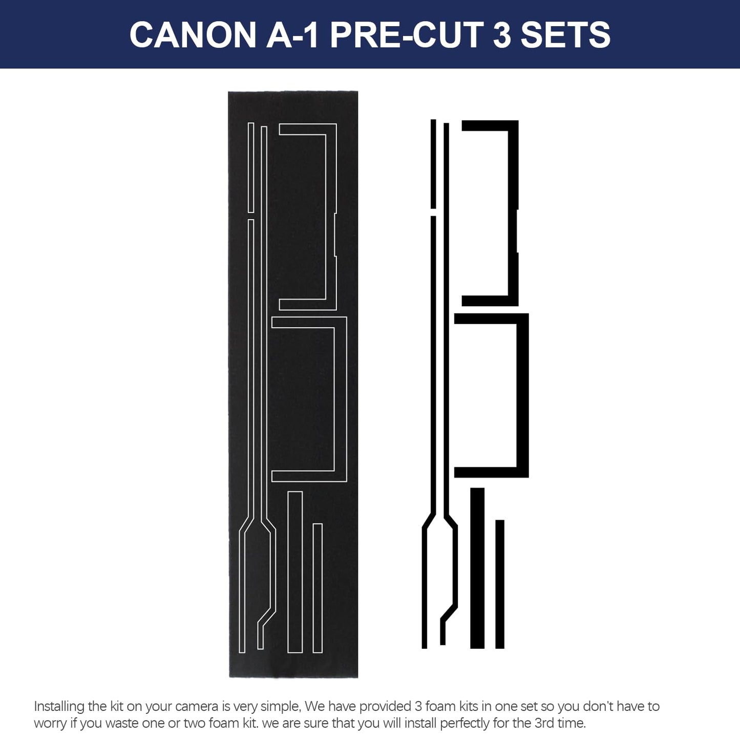 Pre-Cut Replace Light Seal Foam Sponge Repair Kit for Canon A-1 Film Camera