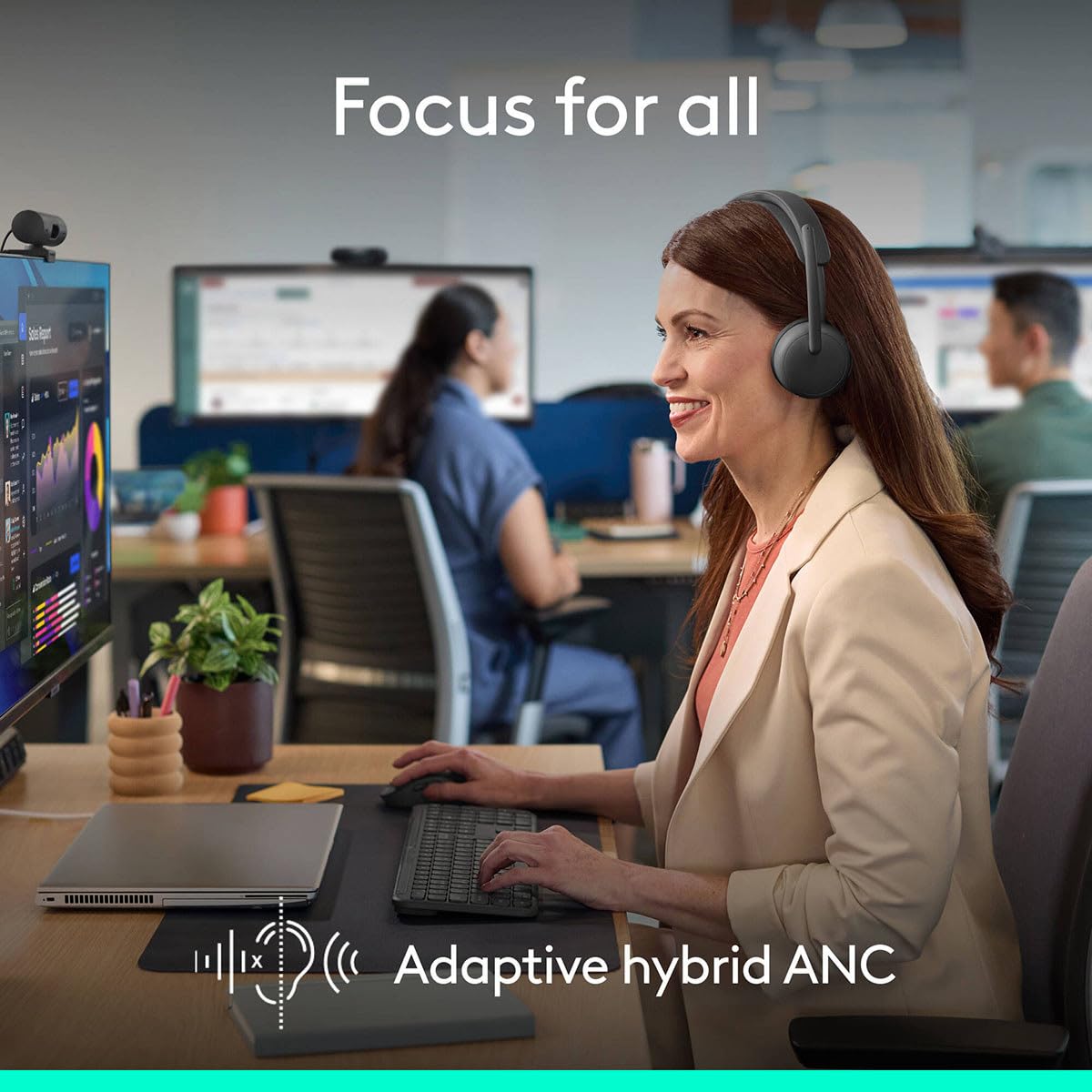 Logitech Zone Wireless 2 ES for Business - Noise-Canceling Wireless Headset with Adaptive Hybrid ANC, Native Bluetooth, Microsoft Teams Certified…
