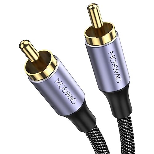 MOSWAG RCA Coaxial Cable, Digital Audio Cable, RCA Digital Coaxial Cord 24K Plated Nylon, Suitable for Home Theaters, Audio Systems, PS3, Wii, Car