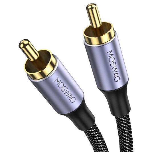 MOSWAG RCA Coaxial Cable, Digital Audio Cable, RCA Digital Coaxial Cord 24K Plated Nylon, Suitable for Home Theaters, Audio Systems, PS3, Wii, Car
