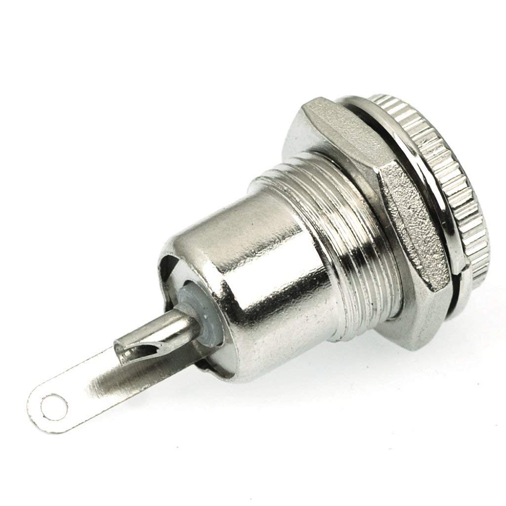 5.5 x 2.1mm DC Power Jack Socket, Threaded Female Panel Mount 2 Pin Barrel Connector, 10 Pack