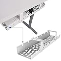 FLEXISPOT Under Desk Cable Management Tray, Metal Raceway Wires Cable Tidy Organizer Office and Home Cable Tray Use for Standing Desk (White)