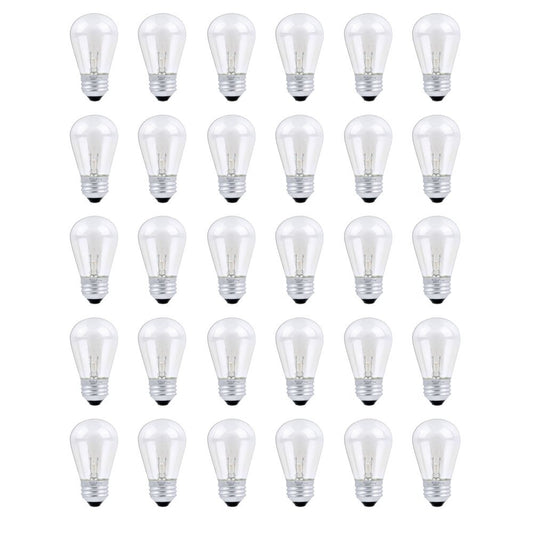 30 Pack S14 Outdoor String Light Bulbs Set orange, 120V 11W Clear Outdoor Patio Vintage Light Shatterproof Bulbs