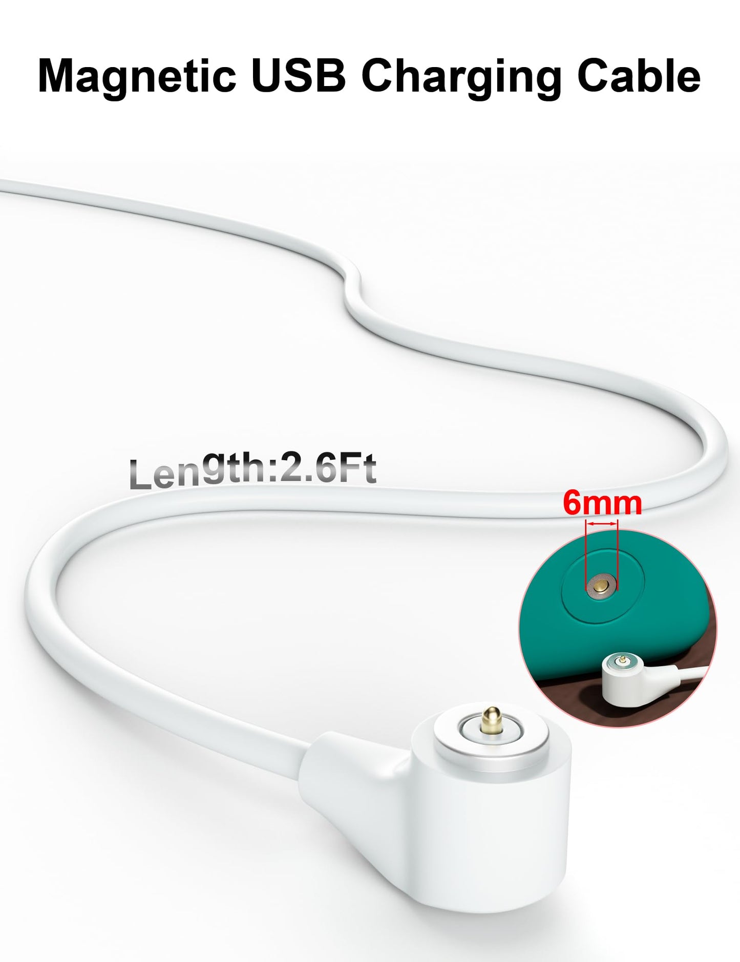 Bicmice Magnetic USB Charger Cable Replacement DC Charging Cord(2.6Ft/0.8M)