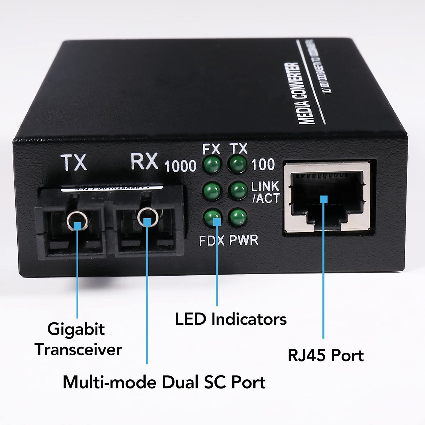 A Pair 2 Pack Multi-Mode Dual SC Fiber Gigabit Fast Ethernet Media Converter, Mini 1x 10/100/1000Base-T RJ45 to 1000Base-SC Slot Converter