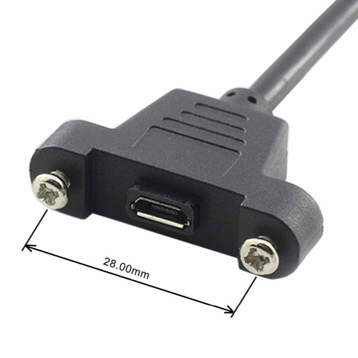 BLUEXIN Micro USB Male to Micro USB Female Extension Panel Mount Type Cable with Screws, Data+Charge,Black 50CM/1.6FT