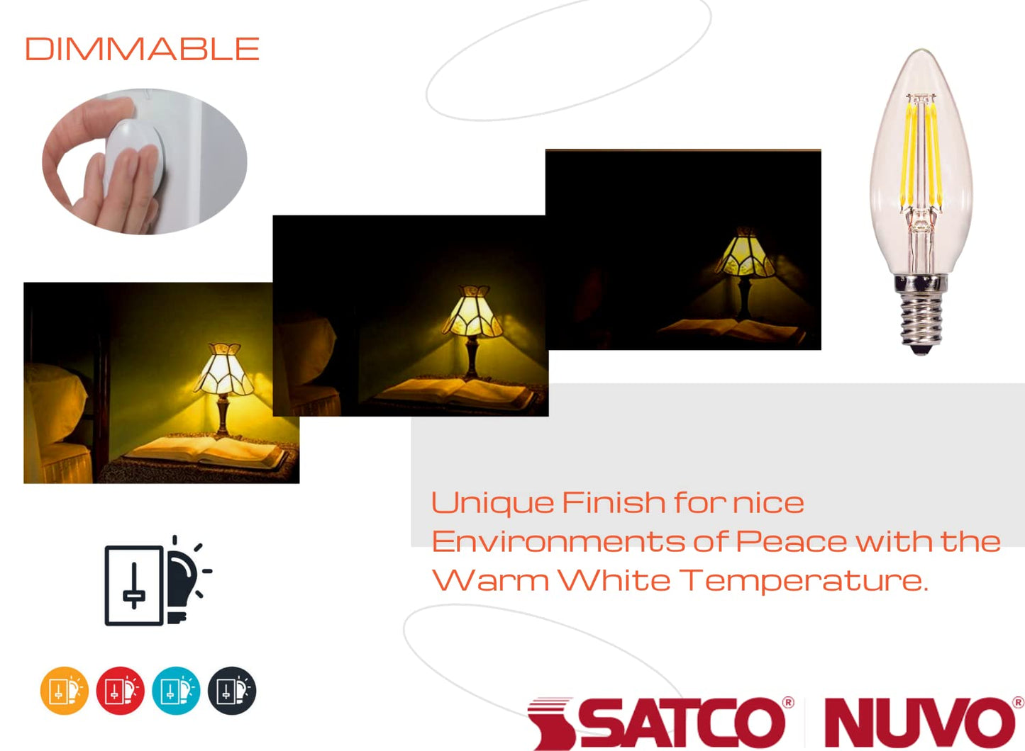 Satco S29877 Candelabra Bulb in Light Finish, Clear