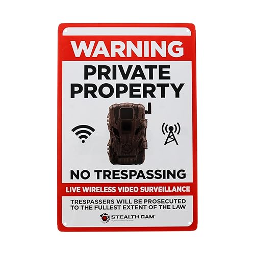 STEALTH CAM Durable Attachable 8"x12" Tin Outdoor Security Alert Warning Private Property No Trespassing Premises Under Surveillance Sign