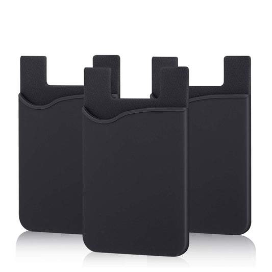 Pofesun Adhesive Phone Card Holder, 3 Pack Silicone Stick-on Wallet ID/Credit Card Holder Pouch Sleeve Self Adhesive Sticker Case for iPhone 17 16 15