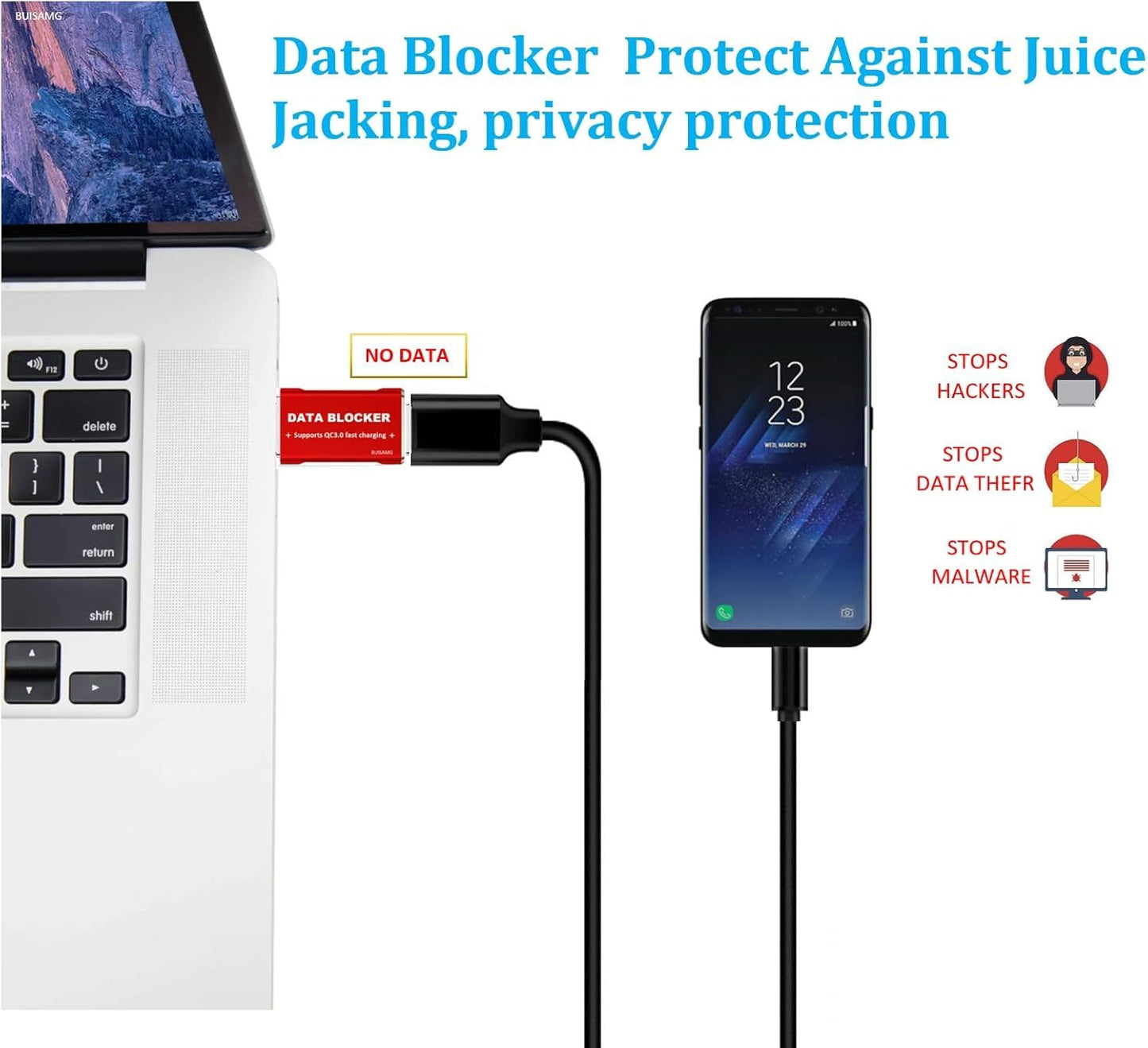 Data Blocker, USB C Data Blocker for iPhone 15 16 & Any USB C Mobile Phone Charging, Protect Against Juice Jacking, Hack Proof 100% Guaranteed, USB…