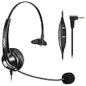 Phone Headset with Microphone Noise Cancelling & Volume Controls, 2.5mm Office Telephone Headphone for VTech Panasonic KX-TGE633M TGF352N Cisco