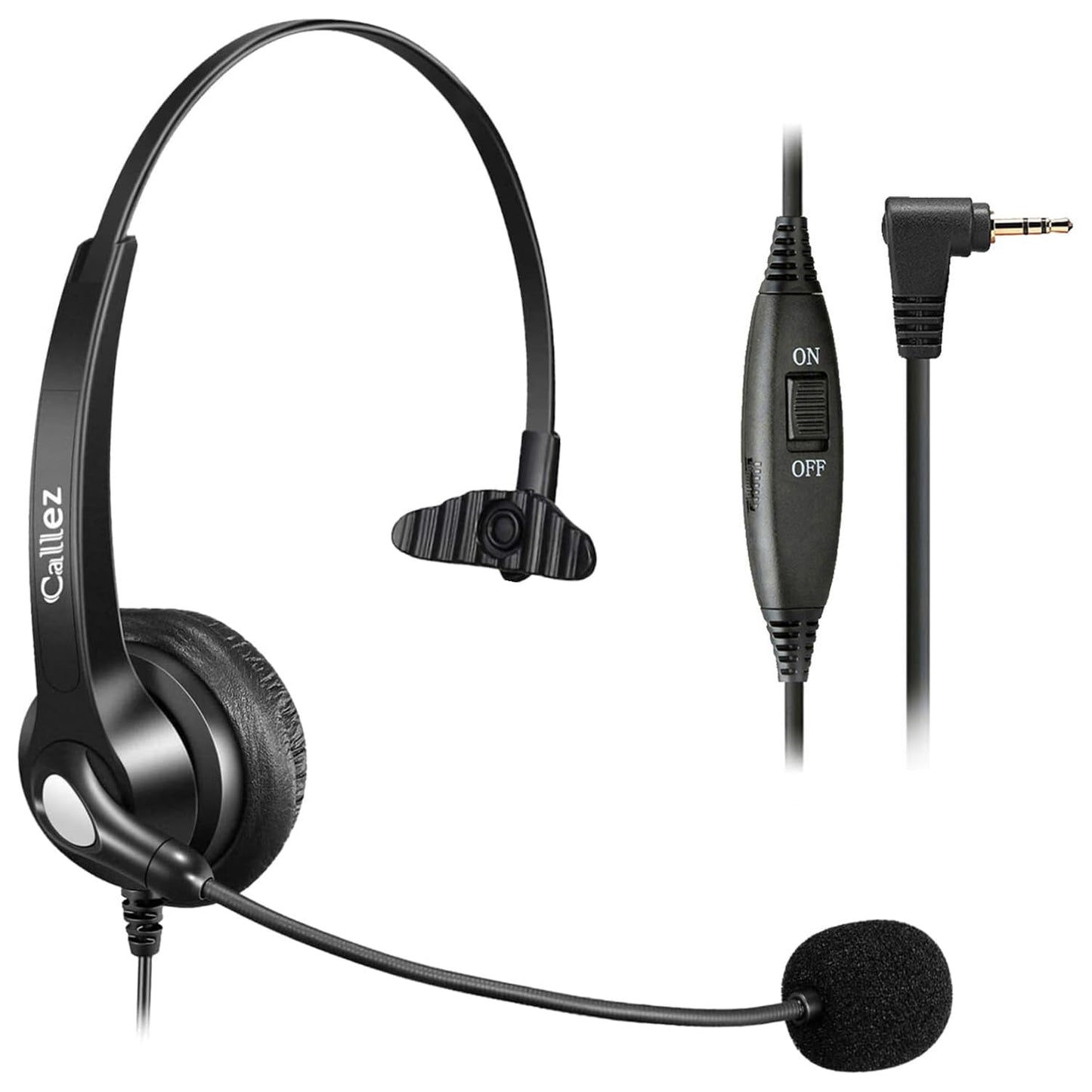 Phone Headset with Microphone Noise Cancelling & Volume Controls, 2.5mm Office Telephone Headphone for VTech Panasonic KX-TGE633M TGF352N Cisco