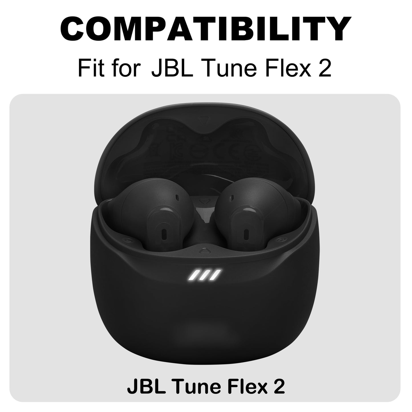 XMTYAN Replacement Ear Tips Compatible with JBL Tune Flex 2, Soft Silicone Eartips with Portable Storage Box (4, Black, XS/S/M/L)