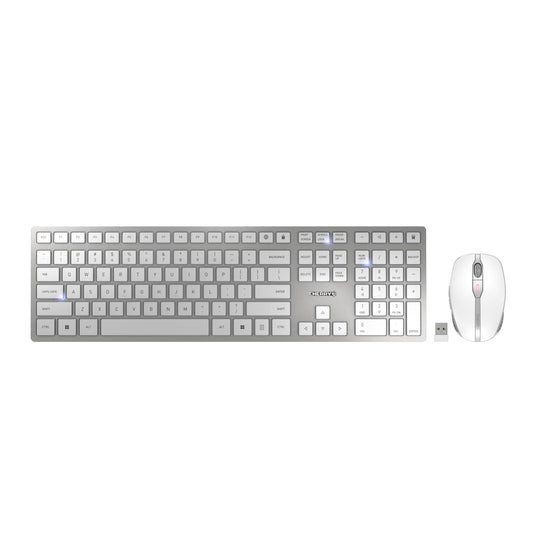 CHERRY DW 9100 Slim, Wireless Keyboard and Mouse Set, Bluetooth & 2.4 GHz RF Connection, Quiet Keys, Comfortable Writing, Rechargeable, QWERTY